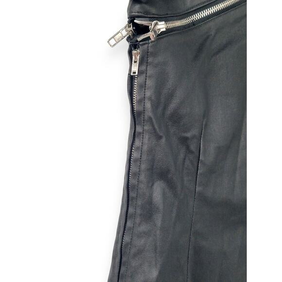 SER.O.YA Black‎ Asymmetrical Zip Vegan Leather Mini Dress Small Edgy Long Sleeve - Picture 3 of 4